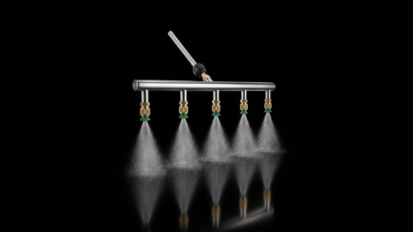 Spray boom, five nozzles